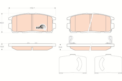 Set di 4 pastiglie freno COTEC TRW GDB1716