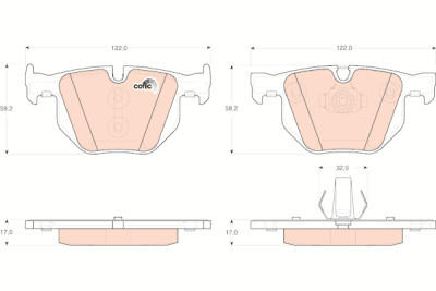 Set di 4 pastiglie freno COTEC TRW GDB1730