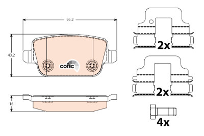 Set di 4 pastiglie freno COTEC TRW GDB1732