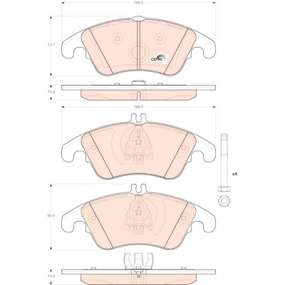 Set di 4 pastiglie freno COTEC TRW GDB1737