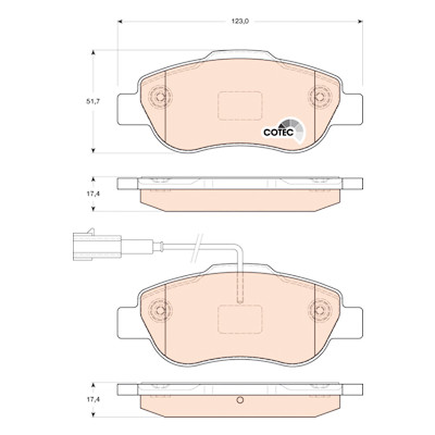 Set di 4 pastiglie freno COTEC TRW GDB1746