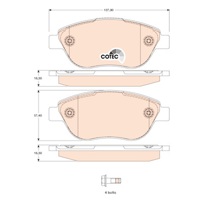 Set di 4 pastiglie freno COTEC TRW GDB1750