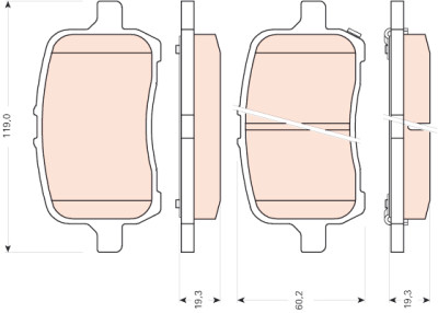 Set di 4 pastiglie dei freni