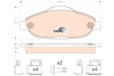 Set di 4 pastiglie freno COTEC TRW GDB1761