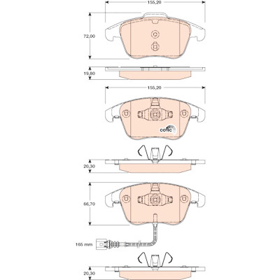 Set di 4 pastiglie freno COTEC TRW GDB1762