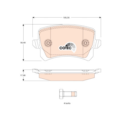 Set di 4 pastiglie freno COTEC TRW GDB1763