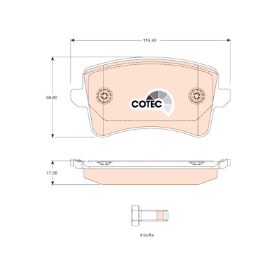 Set di 4 pastiglie freno COTEC TRW GDB1765