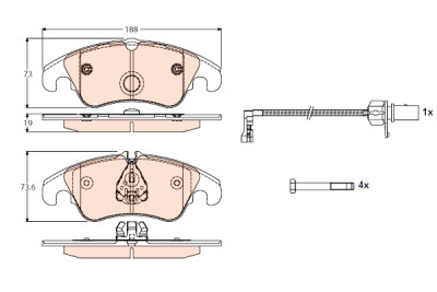Set di 4 pastiglie freno COTEC TRW GDB1768