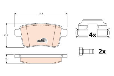 Set di 4 pastiglie freno COTEC TRW GDB1786