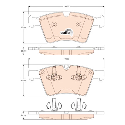 Set di 4 pastiglie freno COTEC TRW GDB1797
