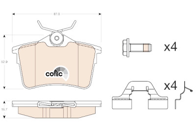 Set di 4 pastiglie freno COTEC TRW GDB1799