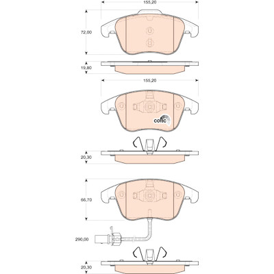 Set di 4 pastiglie freno COTEC TRW GDB1814