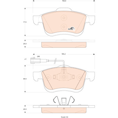 Set di 4 pastiglie freno COTEC TRW GDB1865