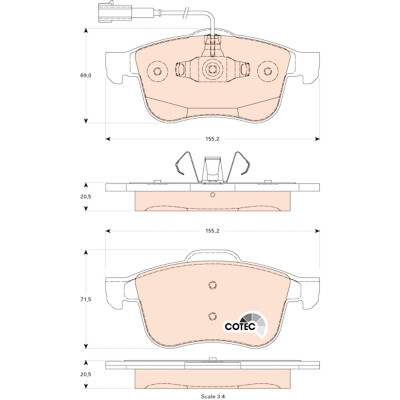 Set di 4 pastiglie freno COTEC TRW GDB1880