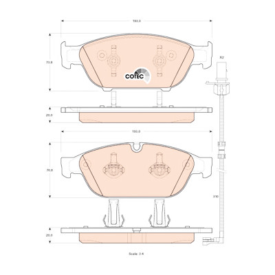 Set di 4 pastiglie freno COTEC TRW GDB1897