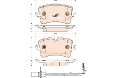 Set di 4 pastiglie freno COTEC TRW GDB1902