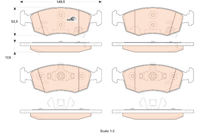 Set di 4 pastiglie freno COTEC TRW GDB1921