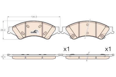 Set di 4 pastiglie freno COTEC TRW GDB2005