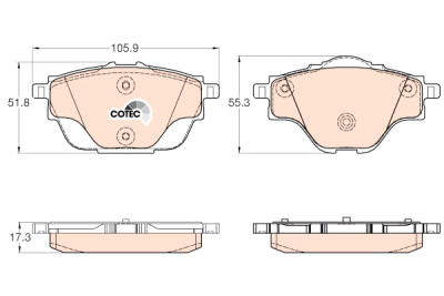 Set di 4 pastiglie freno COTEC TRW GDB2034