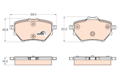 Set di 4 pastiglie freno COTEC TRW GDB2036