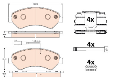 Set di 4 pastiglie freno TRW GDB2072