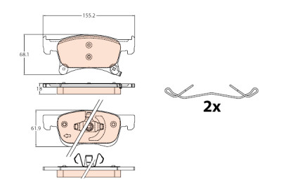 Set di 4 pastiglie freno TRW GDB2091