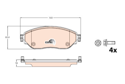 Set di 4 pastiglie freno COTEC TRW GDB2096