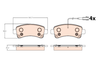 Set di 4 pastiglie freno TRW GDB2106