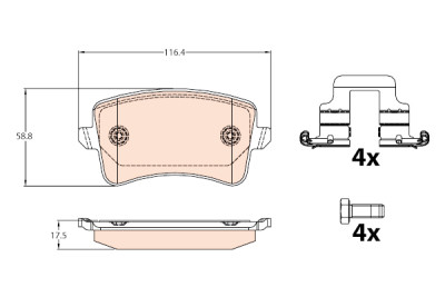 Set di 4 pastiglie freno TRW GDB2107