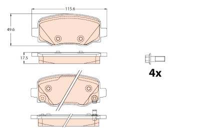 Set di 4 pastiglie freno TRW GDB2116