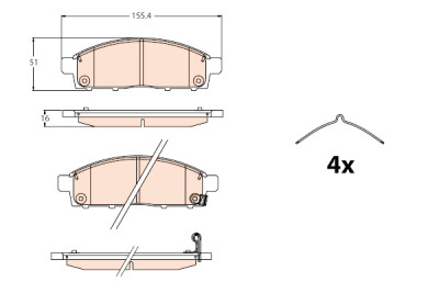 Set di 4 pastiglie freno TRW GDB2124