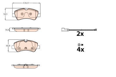 Set di 4 pastiglie freno TRW GDB2161