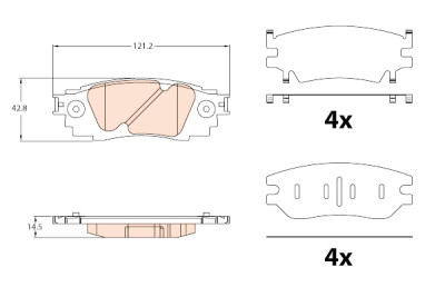 Set di 4 pastiglie freno TRW GDB2183
