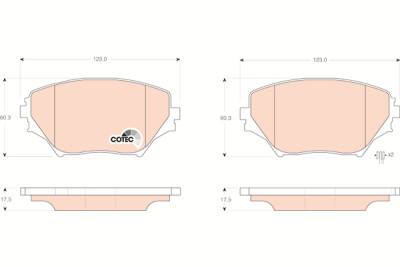 Set di 4 pastiglie freno COTEC TRW GDB3251
