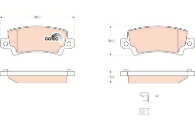 Set di 4 pastiglie freno COTEC TRW GDB3289