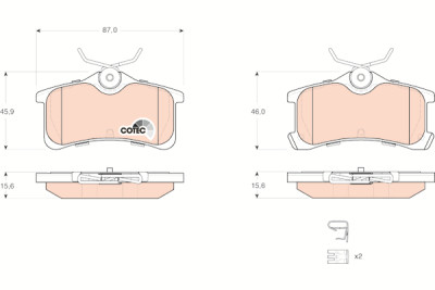 Set di 4 pastiglie freno COTEC TRW GDB3334