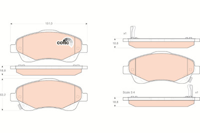Set di 4 pastiglie freno COTEC TRW GDB3336