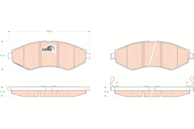 Set di 4 pastiglie freno COTEC TRW GDB3347