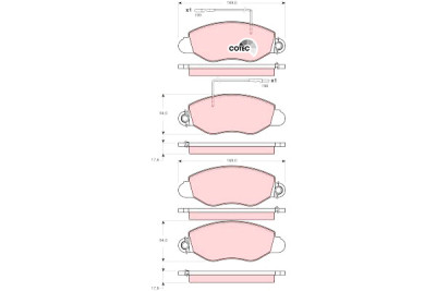 Set di 4 pastiglie freno COTEC TRW GDB3354