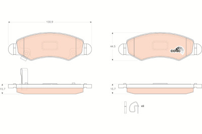 Set di 4 pastiglie freno COTEC TRW GDB3363