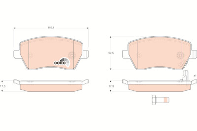 Set di 4 pastiglie freno COTEC TRW GDB3396
