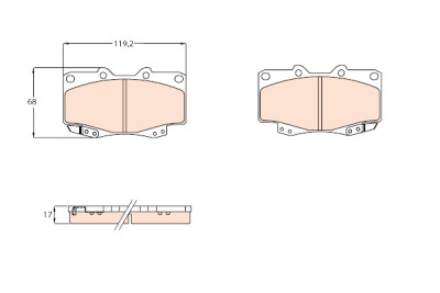 Set di 4 pastiglie freno COTEC TRW GDB3428