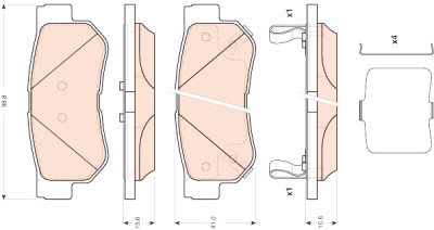Set di 4 pastiglie freno TRW GDB3432