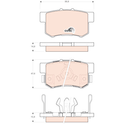 Set di 4 pastiglie freno COTEC TRW GDB3438
