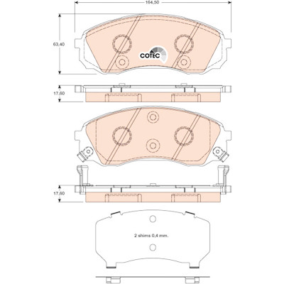 Set di 4 pastiglie freno COTEC TRW GDB3448