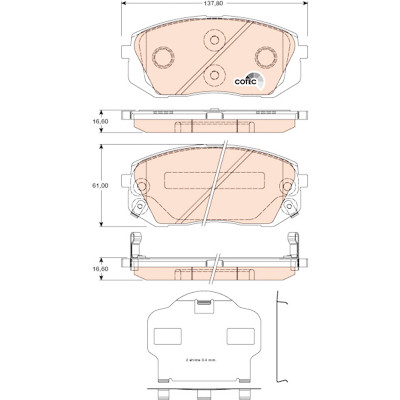 Set di 4 pastiglie freno COTEC TRW GDB3461