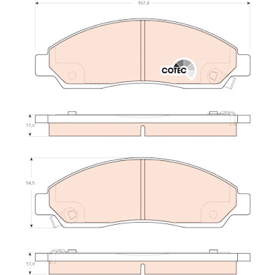 Set di 4 pastiglie freno COTEC TRW GDB3466