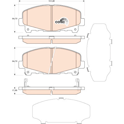 Set di 4 pastiglie freno COTEC TRW GDB3477