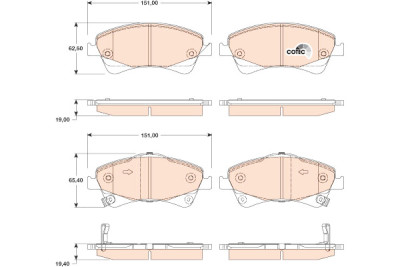 Set di 4 pastiglie freno COTEC TRW GDB3479