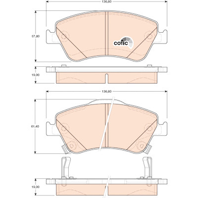Set di 4 pastiglie freno COTEC TRW GDB3481